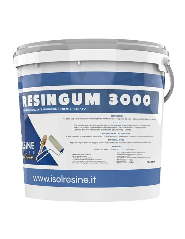 Bestseller Resingum 3000 Bianca Impermeabilizzante Fibrato Per Rivestimenti 1 pz., 5 Kg
