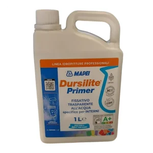 Dursilite Primer Fissativo Base Acqua Trasparente Per Muri Interni 1 pz., 1 lt Voordeelprijs