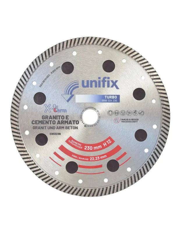 Disco Diamantato Turbo X-Term Per Taglio Di Cemento E Granito Ø 230 h 12 x 2,5 mm Veilige Betaling