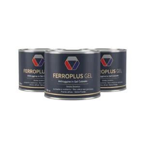 Merkproduct Kit 3 Pezzi Ferroplus Gel Smalto Antiruggine Rosso Fuoco 750 ml