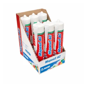 MAPEI Mapesil AC Silicone Acetico Elastico Resistente Alla Muffa 310 ml 6 Pezzi 1 pz., Bianco - 100 Gratis Retour