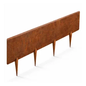 Direct Beschikbaar Bordura Flessibile In Acciaio Cortenbord 2 mt Con Giunti Viteria e Chiavetta Pezzi 10