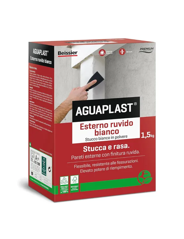 AGUAPLAST SR5 Stucco Bianco Per Esterni Finitura Ruvida 1,5 Kg Rechtstreeks Van De Fabrikant