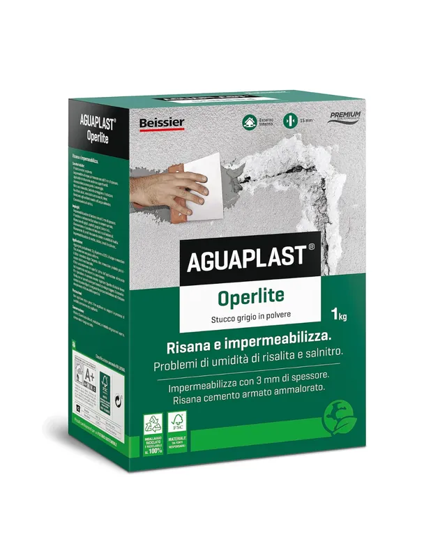 AGUAPLAST OPERLITE Stucco Impermeabile Risanante In Polvere 1 pz., 1 Kg Meest Verkocht