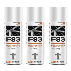 FAREN F93 Zinco Spray 98% Zincante Anticorrosivo Antiruggine 400 ml 3 Pezzi Meest Verkocht