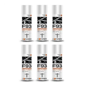 Premium FAREN F93 Zinco Spray 98% Zincante Anticorrosivo Antiruggine 400 ml 6 Pezzi