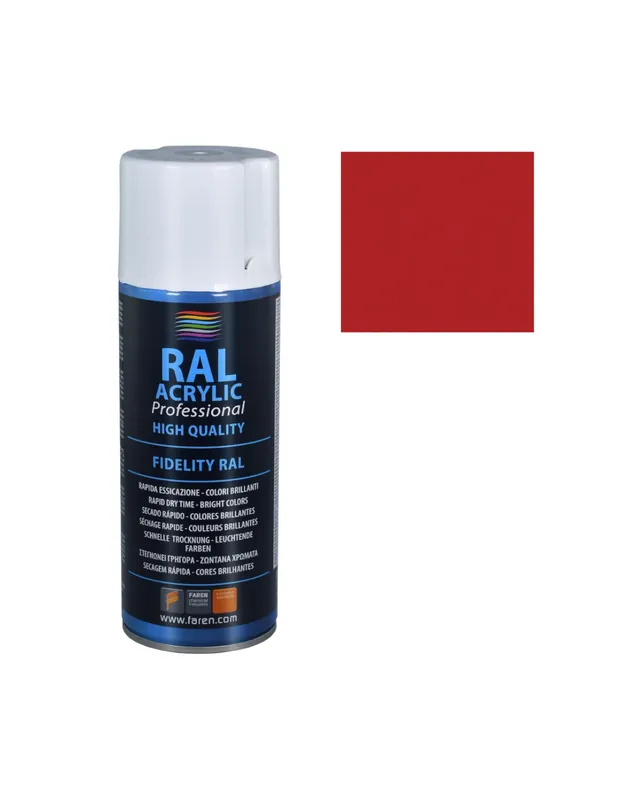 Koopje FAREN RAL ACRYLIC Vernice Spray Acrilica Brillante A Rapida Essicazione 400 ml 1 pz., Rosso Fuoco - RAL 3000