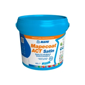 MAPEI Mapecoat Act Satin Smalto Murale Lavabile Antimuffa Antibatterico Interni 4 lt, 1 pz. Tijdelijk Beschikbaar