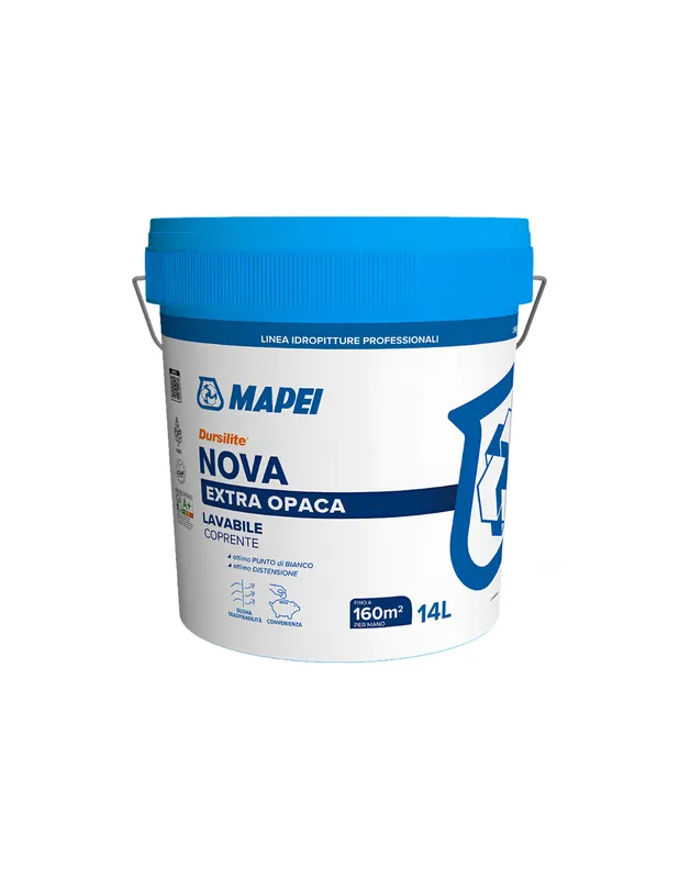 Dursilite Nova Idropittura Murale Extra Opaca Lavabile Coprente Per Interni 14L Merkproduct