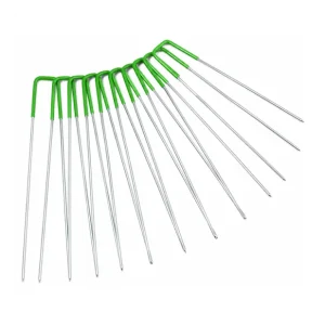 Merkproduct Picchetti A U Zincati 15x3 cm Testa Verde Fissaggio Prato Sintetico 20 Pezzi