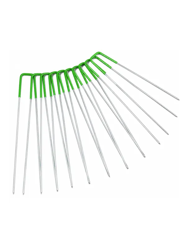 Merkproduct Picchetti A U Zincati 15x3 cm Testa Verde Fissaggio Prato Sintetico 20 Pezzi