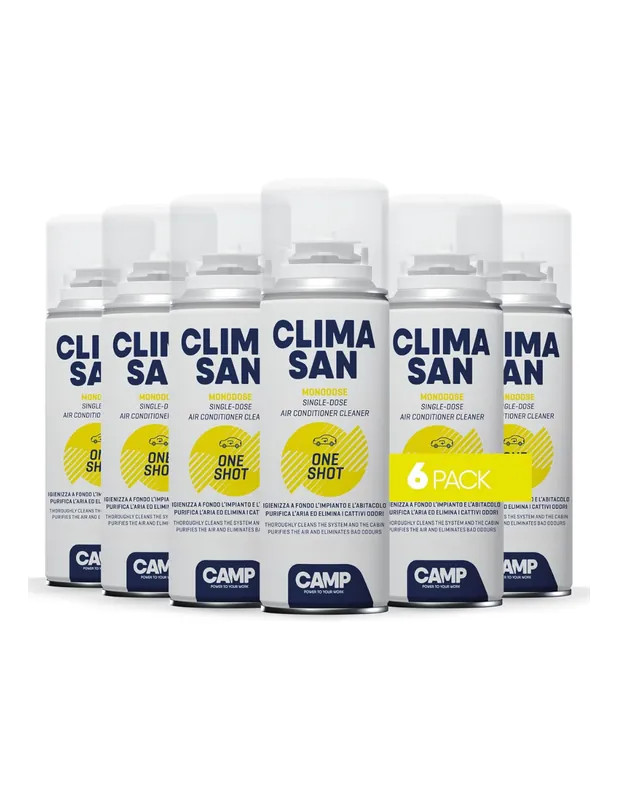 KIT 6 Pezzi Igienizzante CAMP ClimaSan OneShot Spray Climatizzatori Auto 200ml Bestel Nu