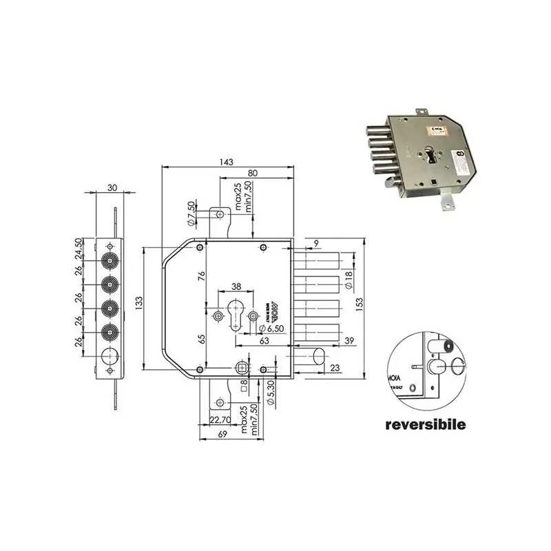 SERRATURE MOIA AP954 +9 4+S E63,Eur 93,02 Versione DESTRA Rechtstreeks Van De Fabrikant