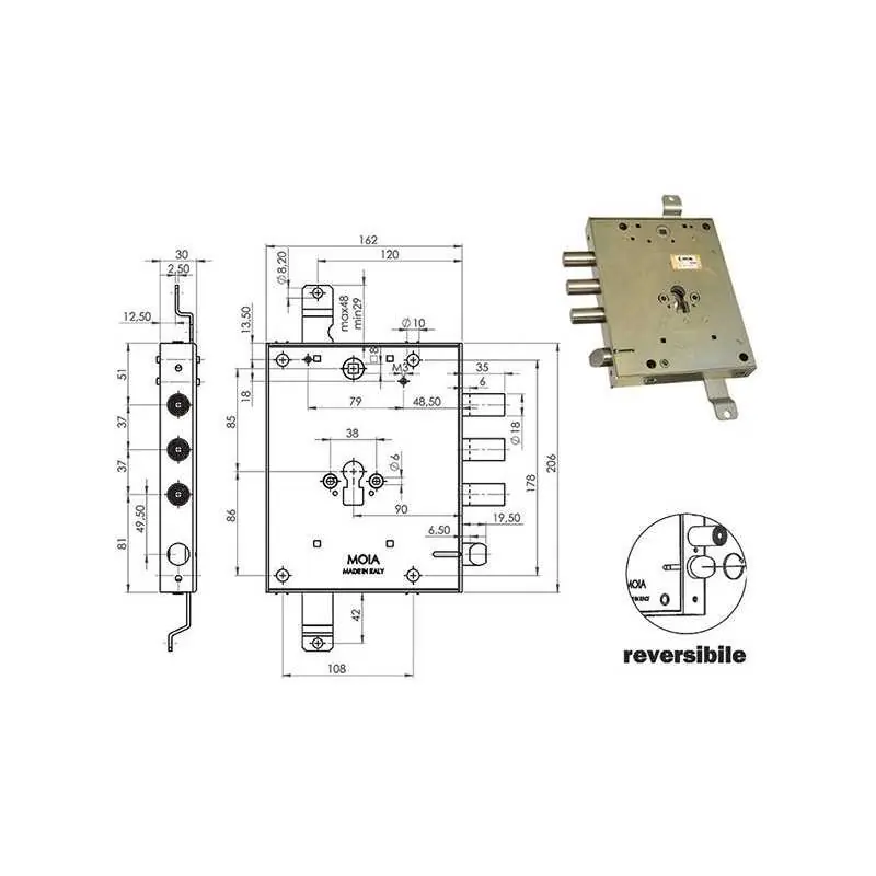 SERRATURE MOIA R654/373 3+S E90,Eur 80,27 Versione DESTRA Nu Kopen