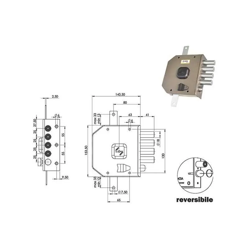SERRATURE MOIA G414 DM TRIPL 4+S,Eur 97,76 Versione DESTRA Laatste Kans