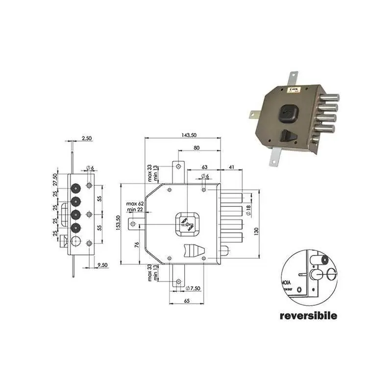 SERRATURE MOIA G416 DM QUINT 4+S,Eur 102,01 Versione DESTRA Gereduceerde Prijs