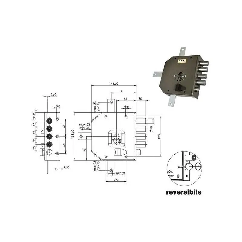 SERRATURE MOIA G456 QUINT 4+S,Eur 84,52 Versione DESTRA Snelle Levering