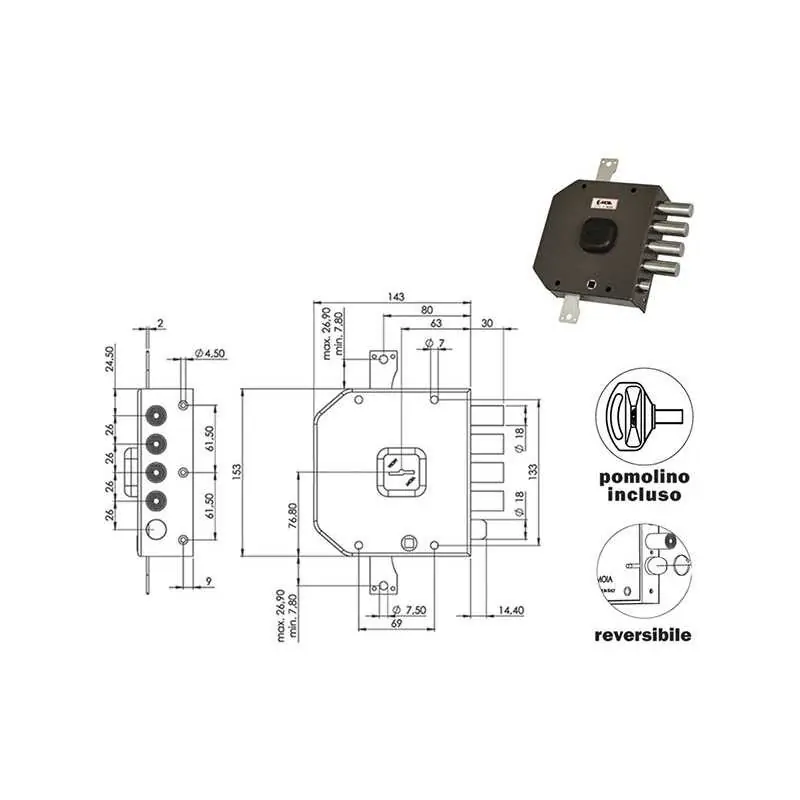 Alleen Vandaag SERRATURE MOIA A414 DM TRIPL 4+S,Eur 123,26 Versione DESTRA