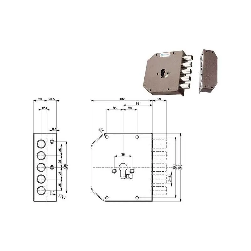 Flitsaanbieding SERRATURE MOTTURA APPLICARE CILINDRO 38600,Eur Versione DESTRA