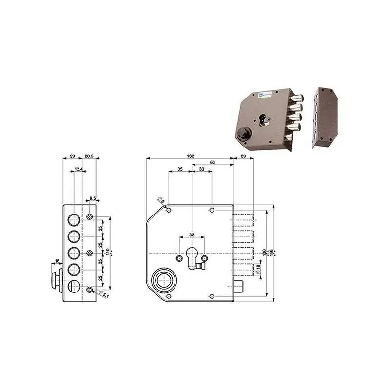 Nu Kopen SERRATURE MOTTURA APPLICARE CILINDRO 38610,Eur Versione DESTRA
