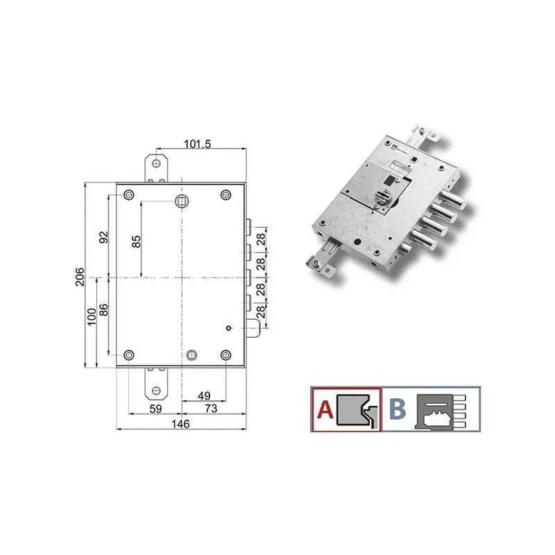 Gereduceerde Prijs SERRATURE MOTTURA PORTE BLINDATE 89K571DR,Eur Versione DESTRA