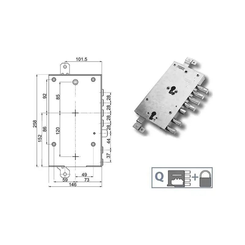 SERRATURE MOTTURA PORTE BLINDATE 8984595,Eur Versione DESTRA Finale Uitverkoop