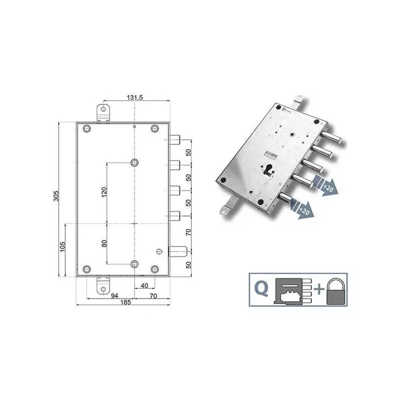Meest Verkocht SERRATURE MOTTURA PORTE BLINDATE 898461GR,Eur Versione DESTRA