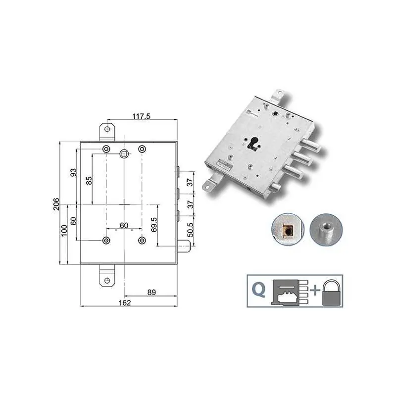 Seizoensaanbieding SERRATURE MOTTURA PORTE BLINDATE 898571GR,Eur Versione DESTRA