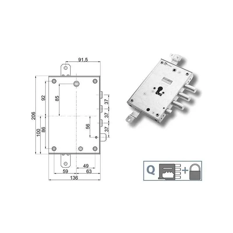 SERRATURE MOTTURA PORTE BLINDATE 898571TO,Eur Versione DESTRA Beperkte Voorraad