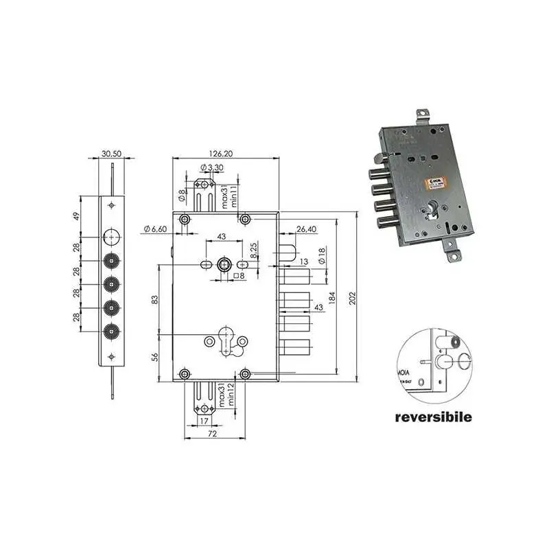 Meest Verkocht SERRATURE MOIA RCI664/280RFB +10 REVERSIBILE,Eur