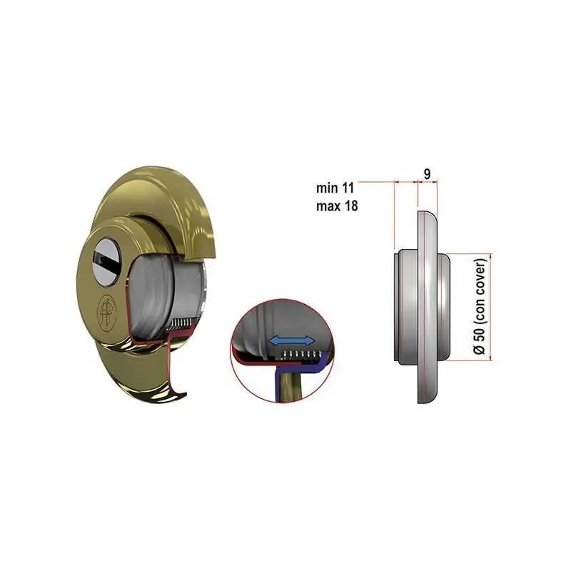 PROTEZIONE AZZI F23 A MOLLA REGOL.11-18MM Finitura Ottone Weekendaanbieding
