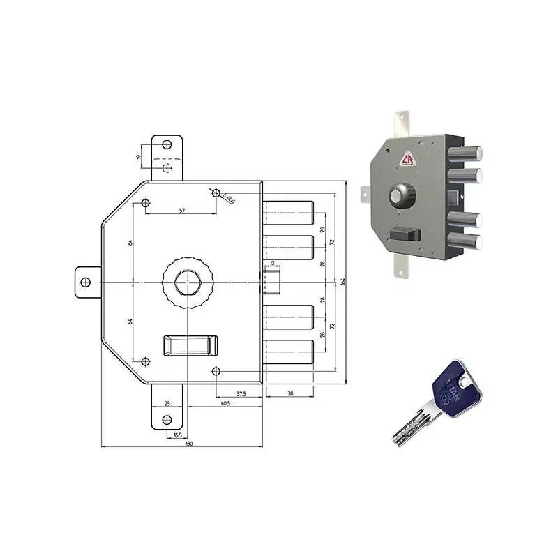 SERRATURE CR APPLICARE QUINTUPLICE CILINDRO TONDO Versione DESTRA Must-Have
