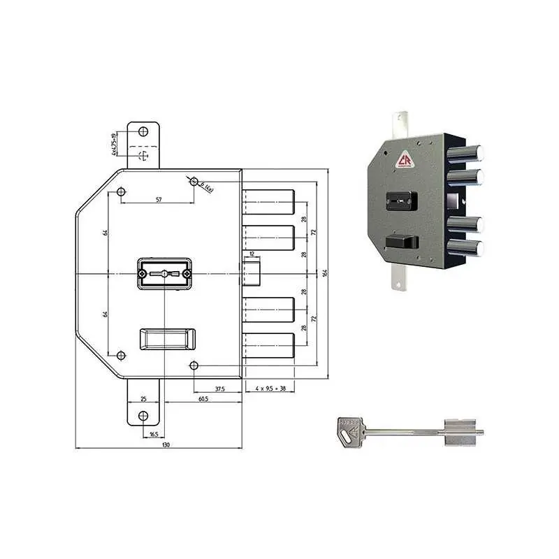 SERRATURE CR APPLICARE TRIPLICE 1/2 GIRO DOPPIA Versione DESTRA Rechtstreeks Van De Fabrikant