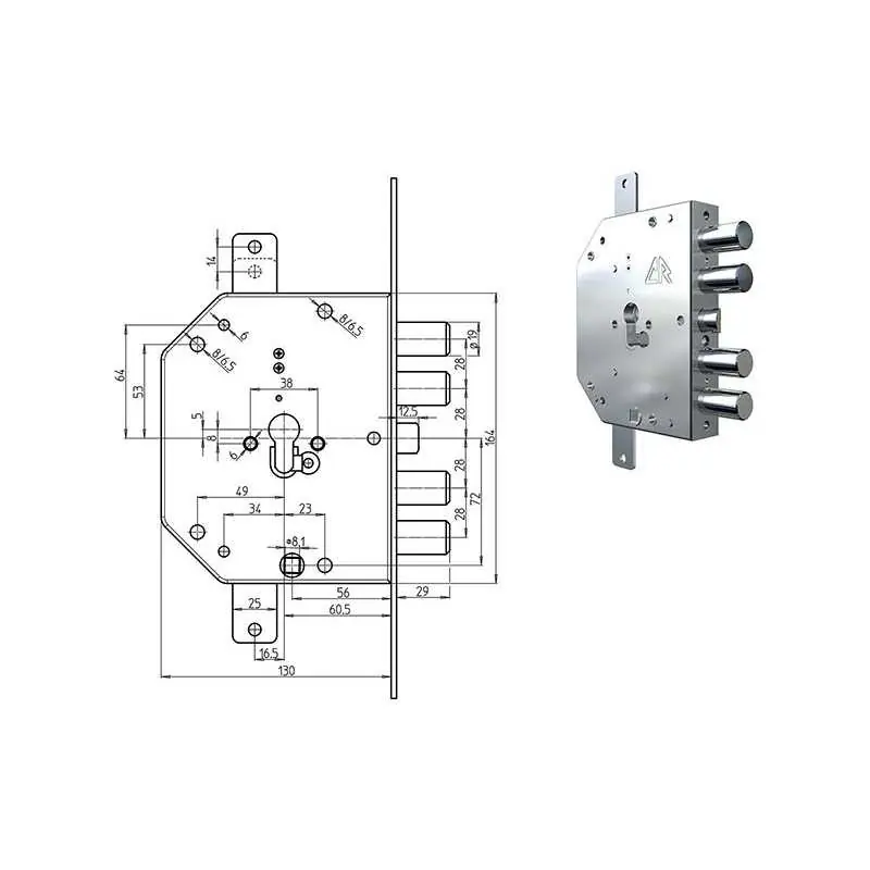 SERRATURE CR PER PORTE BLINDATE 2155PE/28,Eur Versione DESTRA Uitverkoop