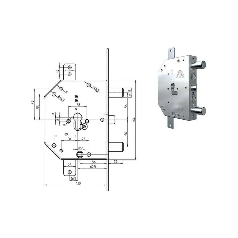 Voordeelprijs SERRATURE CR PER PORTE BLINDATE 2155PE/56,Eur Versione DESTRA