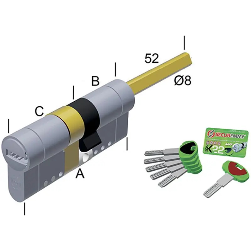 CILINDRI SECUREMME EVOK22 TOP MODULARE POMOLO,Eur Tijdelijk Beschikbaar