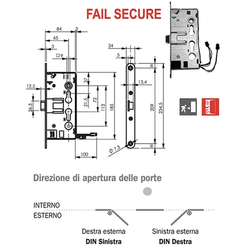 SERRATURE ELETTRONICHE ANTIP. ISEO 214 FAIL Versione DESTRA Gecertificeerd