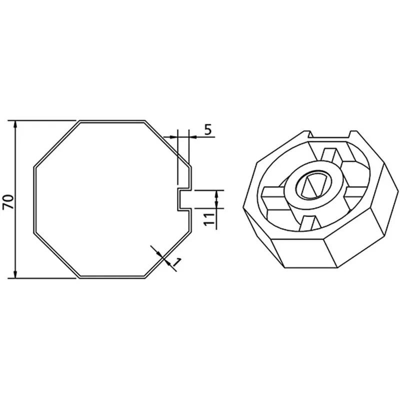 Nu Kopen PULEGGIA ALLUMINIO OTTAGONALE D.70 PER MOTORI V2