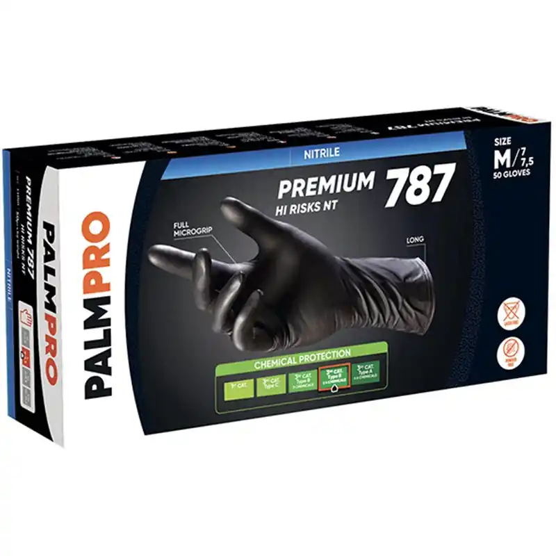 GUANTI NITRILE NERO HR 787 50PZ XL Premium