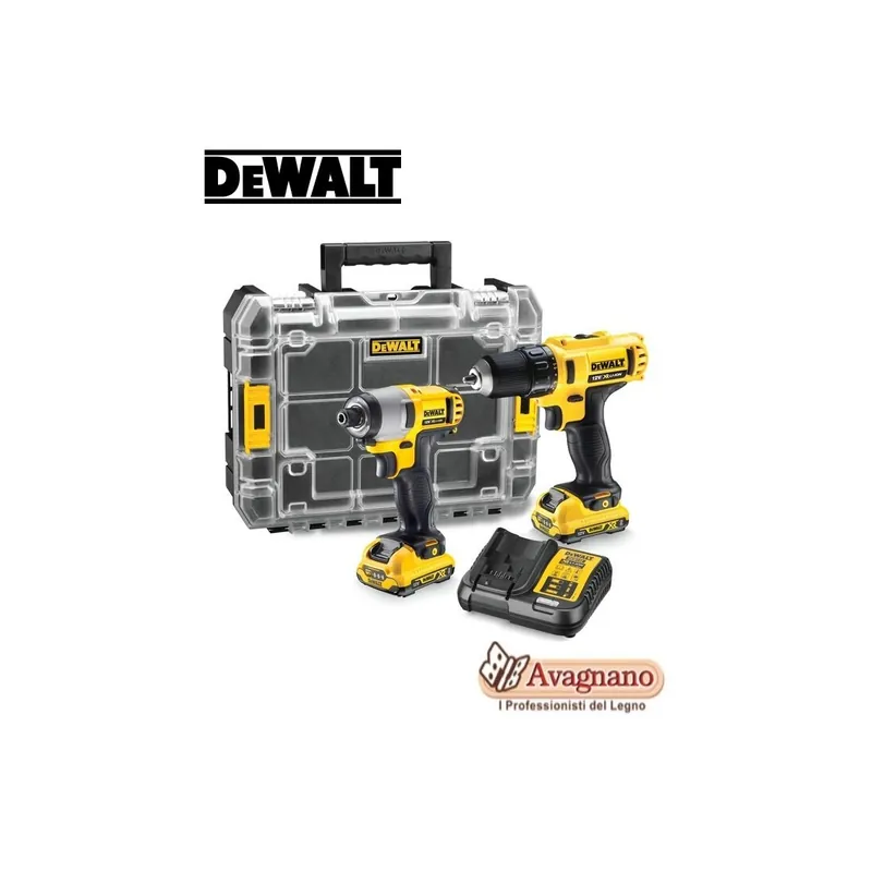 KIT DEWALT DCK211D2T 10.8V 2AH TRAPANO AVVITATORE + AVVITATORE IMPULSI Hoge Kwaliteit