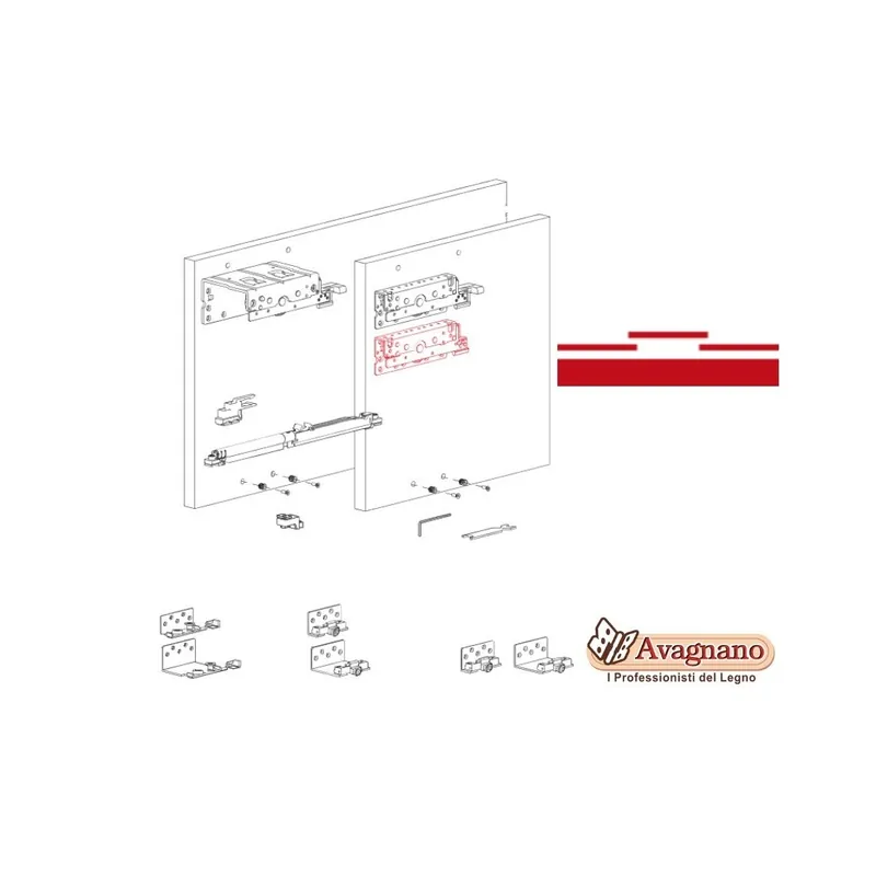 GUARNITURA PER ARMADIO CON 3 ANTE SCORREVOLI SOVRAPPOSTE STANDARD 80 KG 33 MM - TERNO Op = Op