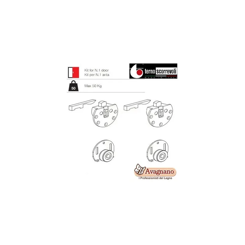 Rechtstreeks Van De Fabrikant GUARNITURA ANTA SCORREVOLE REGOLABILE PER MOBILI 639-650 50 KG TERNO