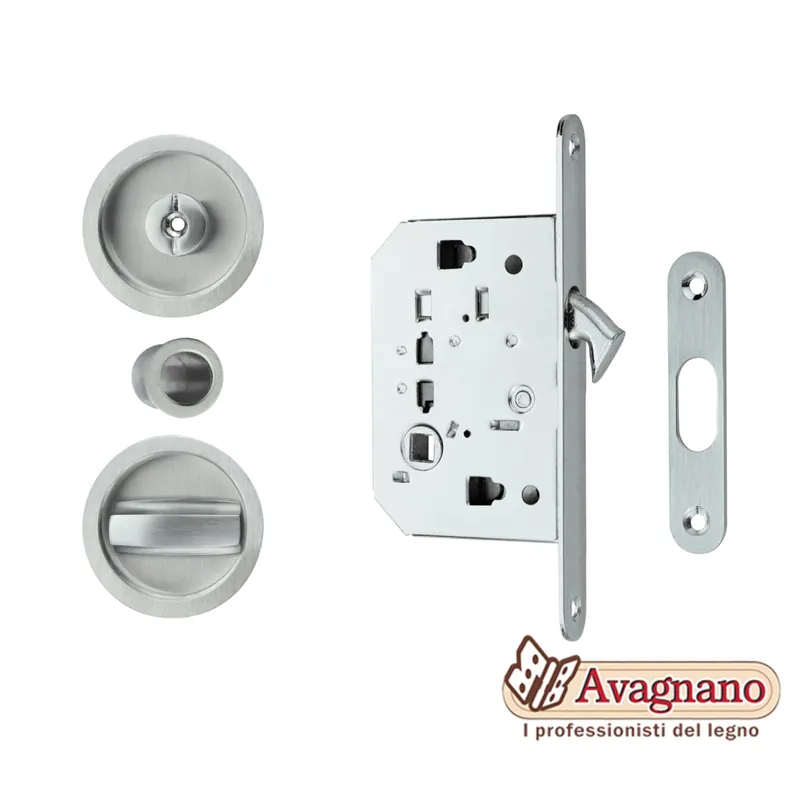 KIT MANIGLIA INCASSO PORTE SCORREVOLI TONDO CROMO SATINATO - MARIVA Hete Deal