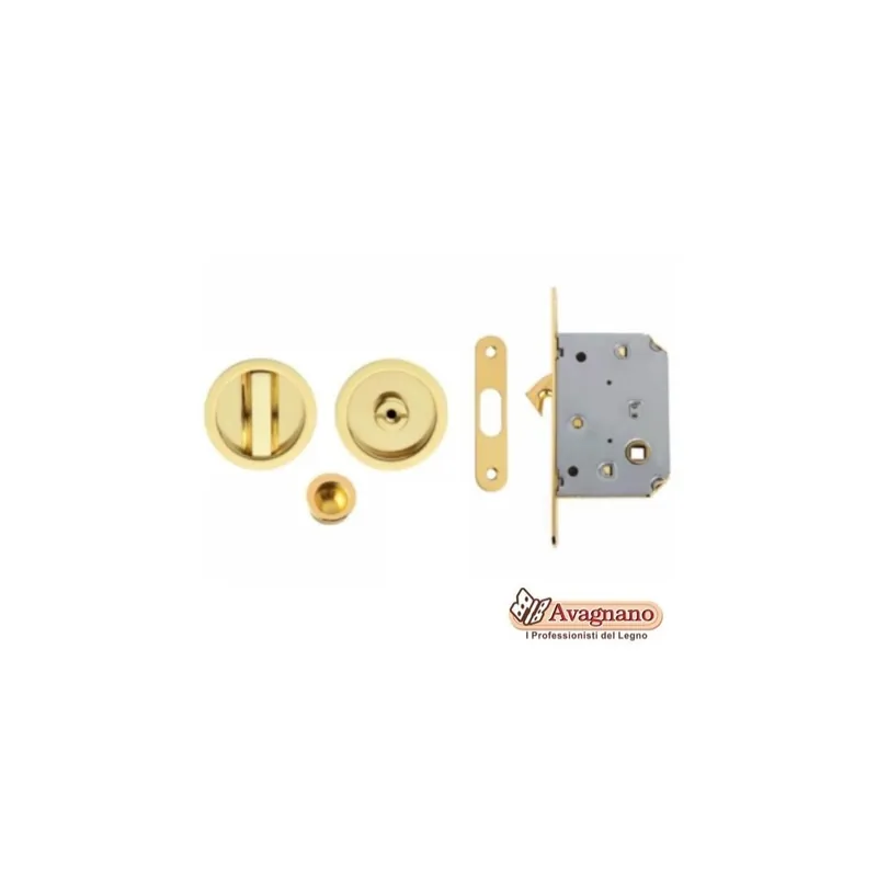 Hoge Kwaliteit KIT MANIGLIA INCASSO PORTE SCORREVOLI TONDO ORO LUCIDO - MARIVA