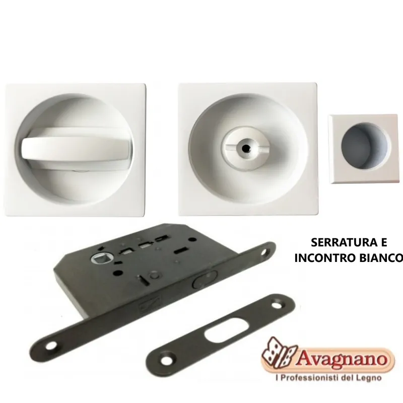 Aanbieding KIT MANIGLIA INCASSO PORTE SCORREVOLI QUADRO BIANCO OPACO - MARIVA
