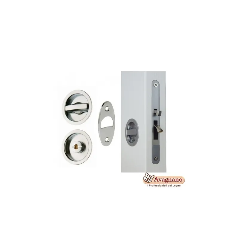 KIT MANIGLIA INCASSO PORTE SCORREVOLI TONDO CON SERRATURA L CROMO SATINATO - MARIVA Merkproduct