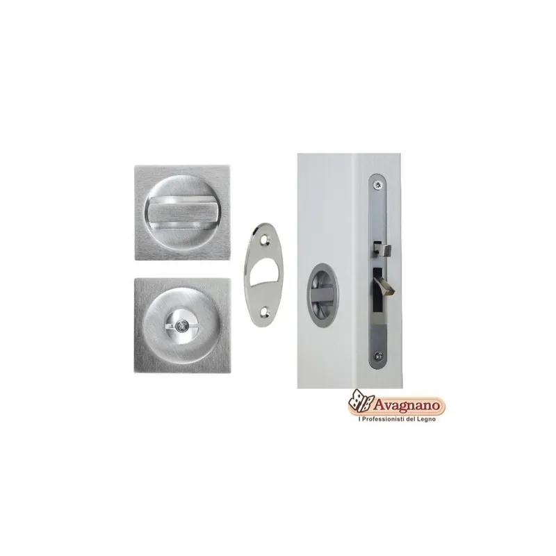 Lage Prijs KIT MANIGLIA INCASSO PORTE SCORREVOLI QUADRO CON SERRATURA L K85L CROMO SATINATO - MARIVA