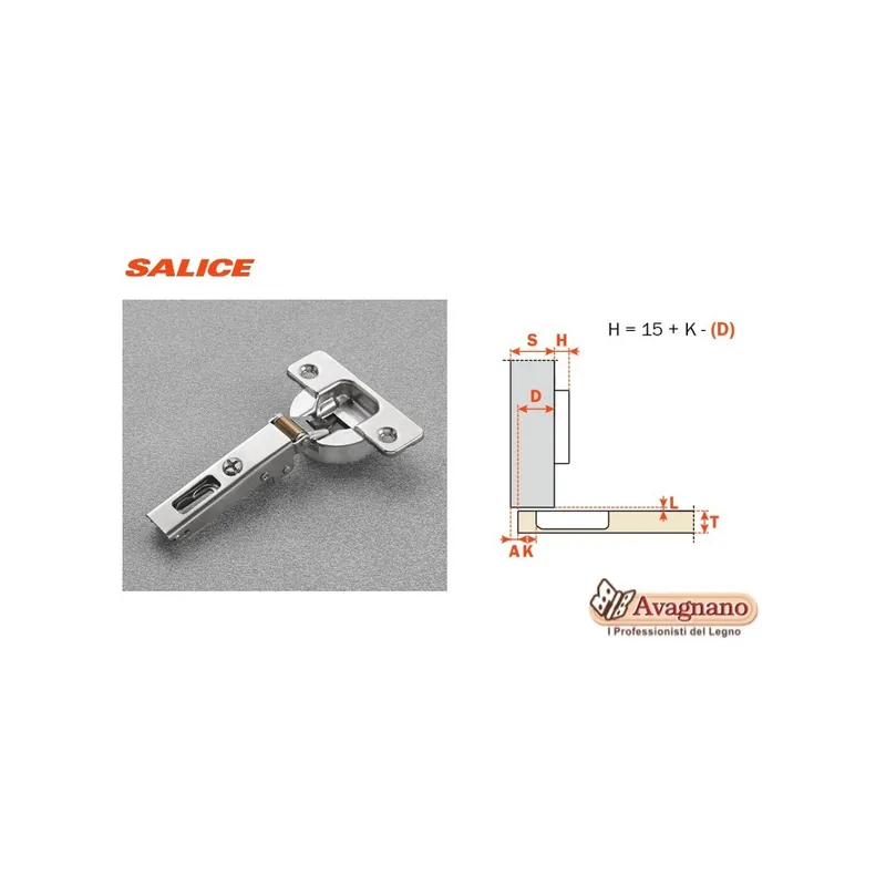 CERNIERA SILENTIA+ SALICE F.35 COLLO PIANO AMMORTIZZATA Voordeelprijs