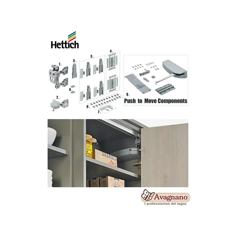 KIT GUARNITURA PER ANTE DI MOBILI A LIBRO WINGLINE L MAX 25KG PUSH DX - HETTICH Beperkt Aanbod