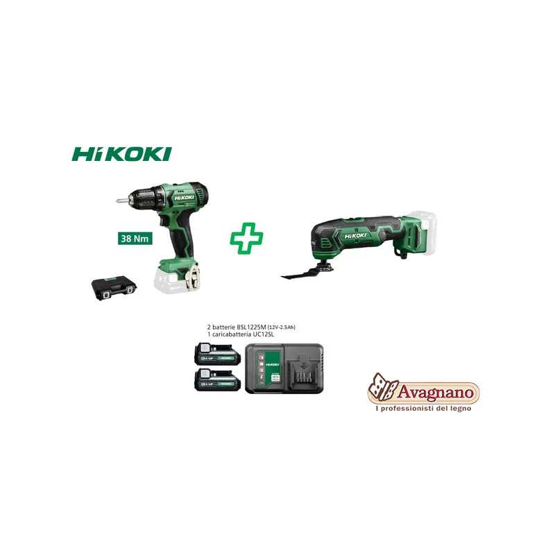 KIT KC12HKCV TRAPANO CON PERCUSSIONE DV12DA E MULTIFUNZIONE CV12DA - HIKOKI Voordeelprijs